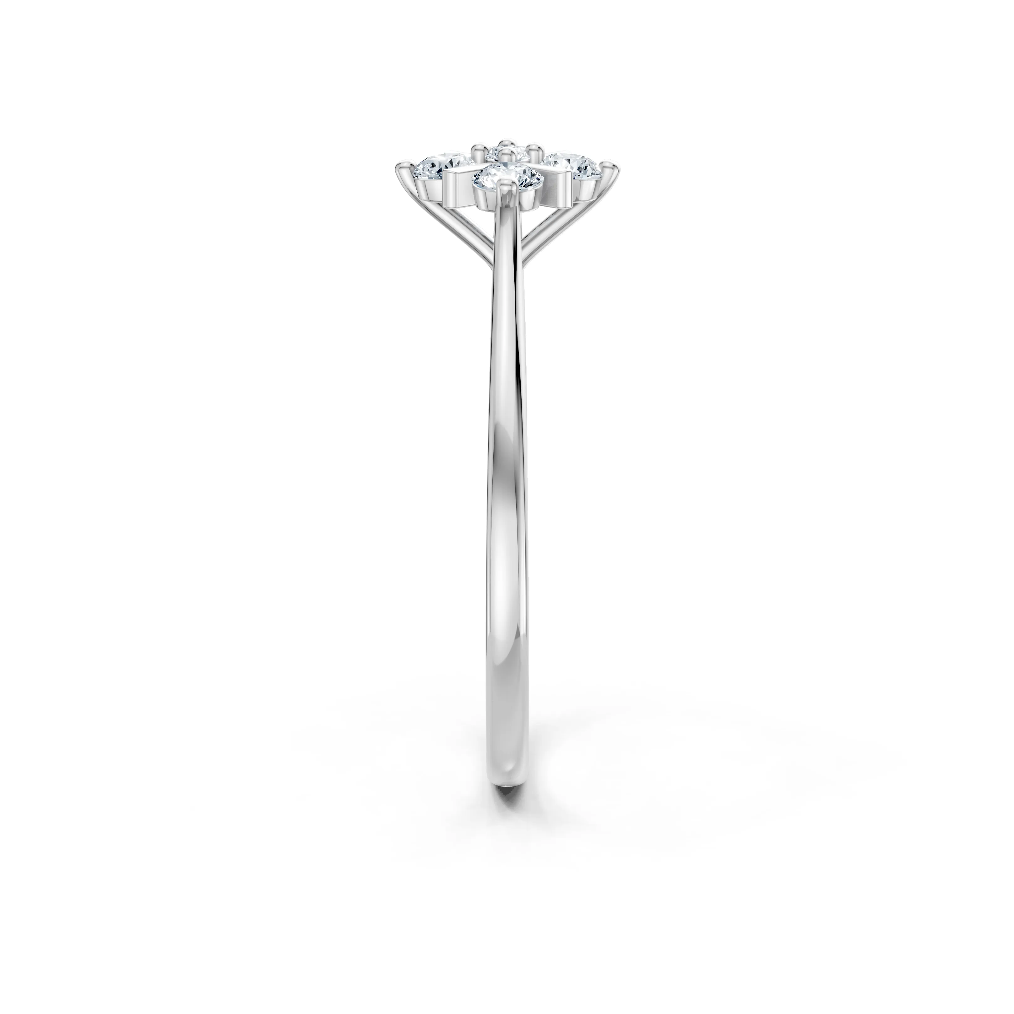 petite petal five diamond ring - gallery - 4