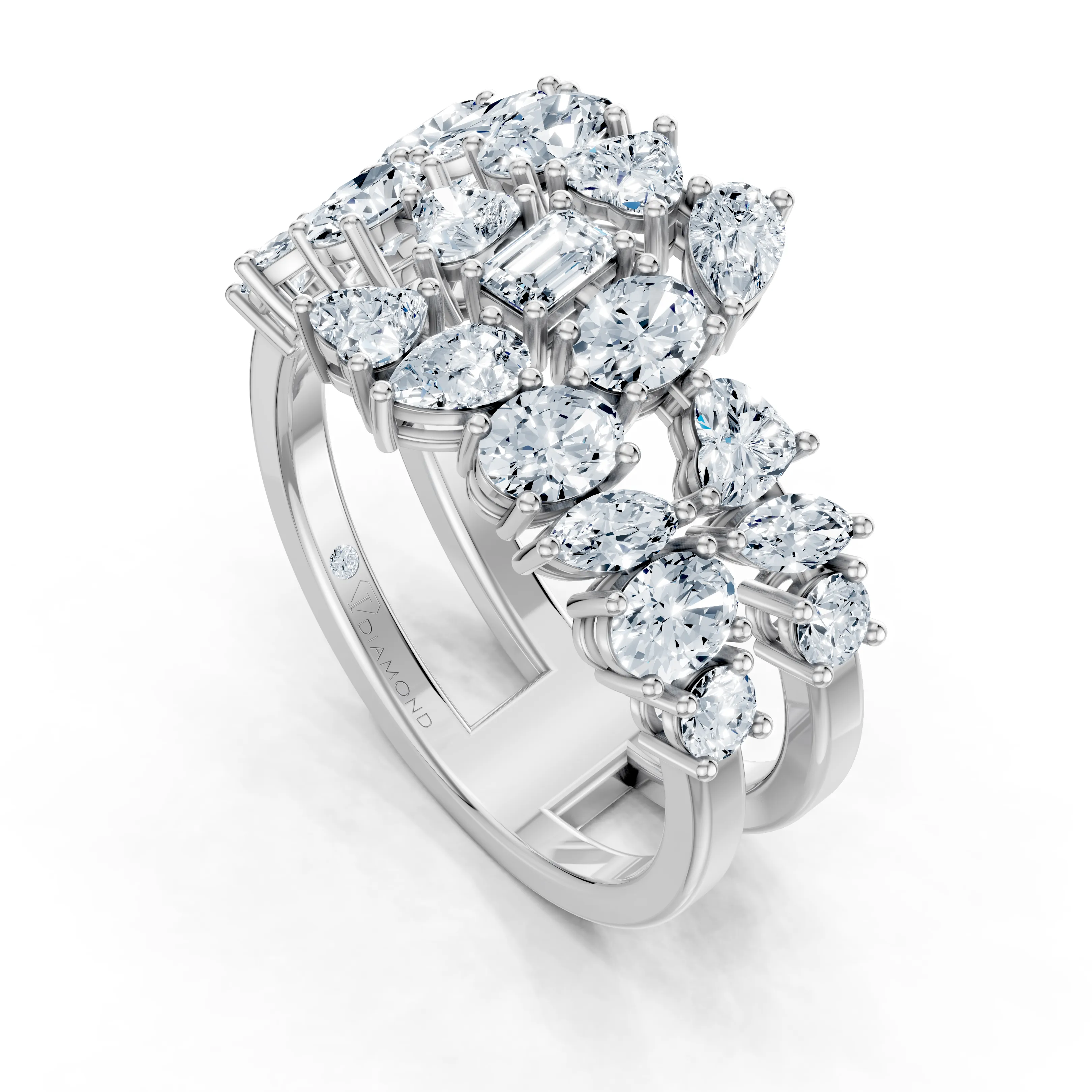 aurora duo mixed cut diamond ring - gallery - 5