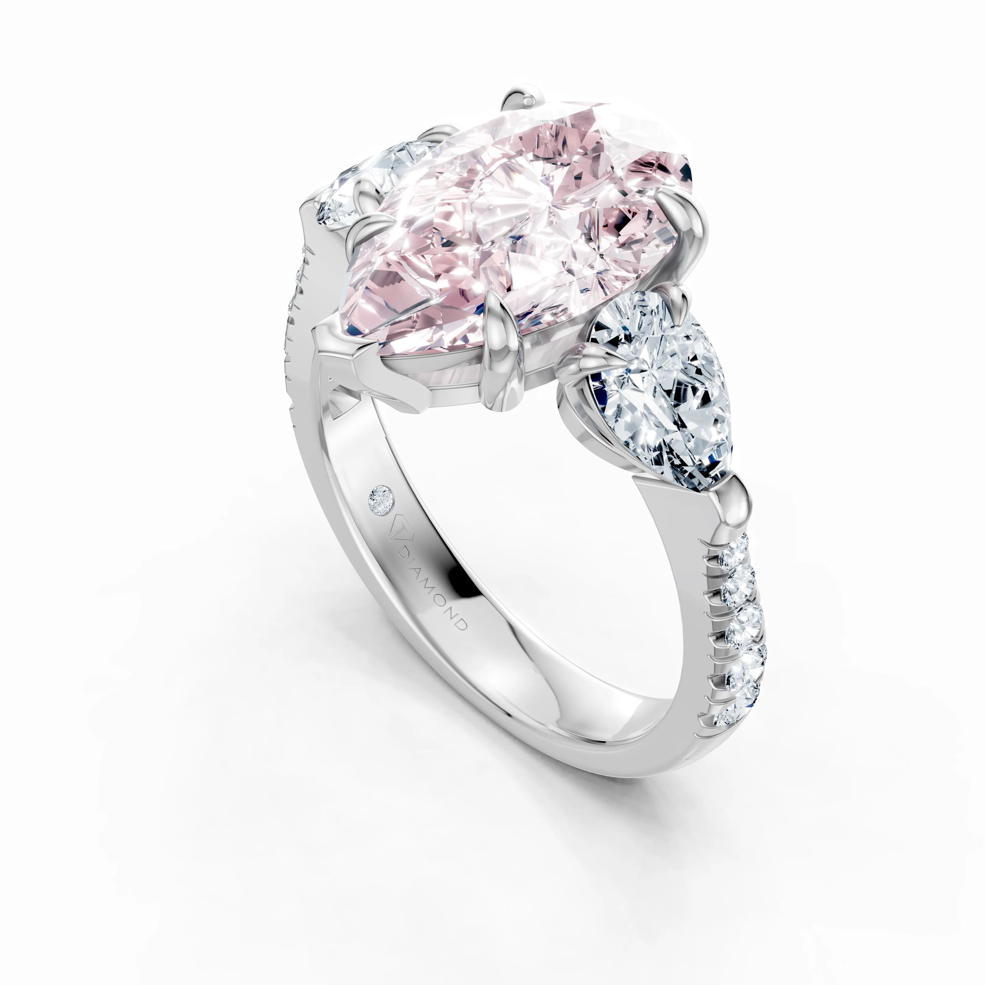 celeste rose trio pear ring - gallery - 4