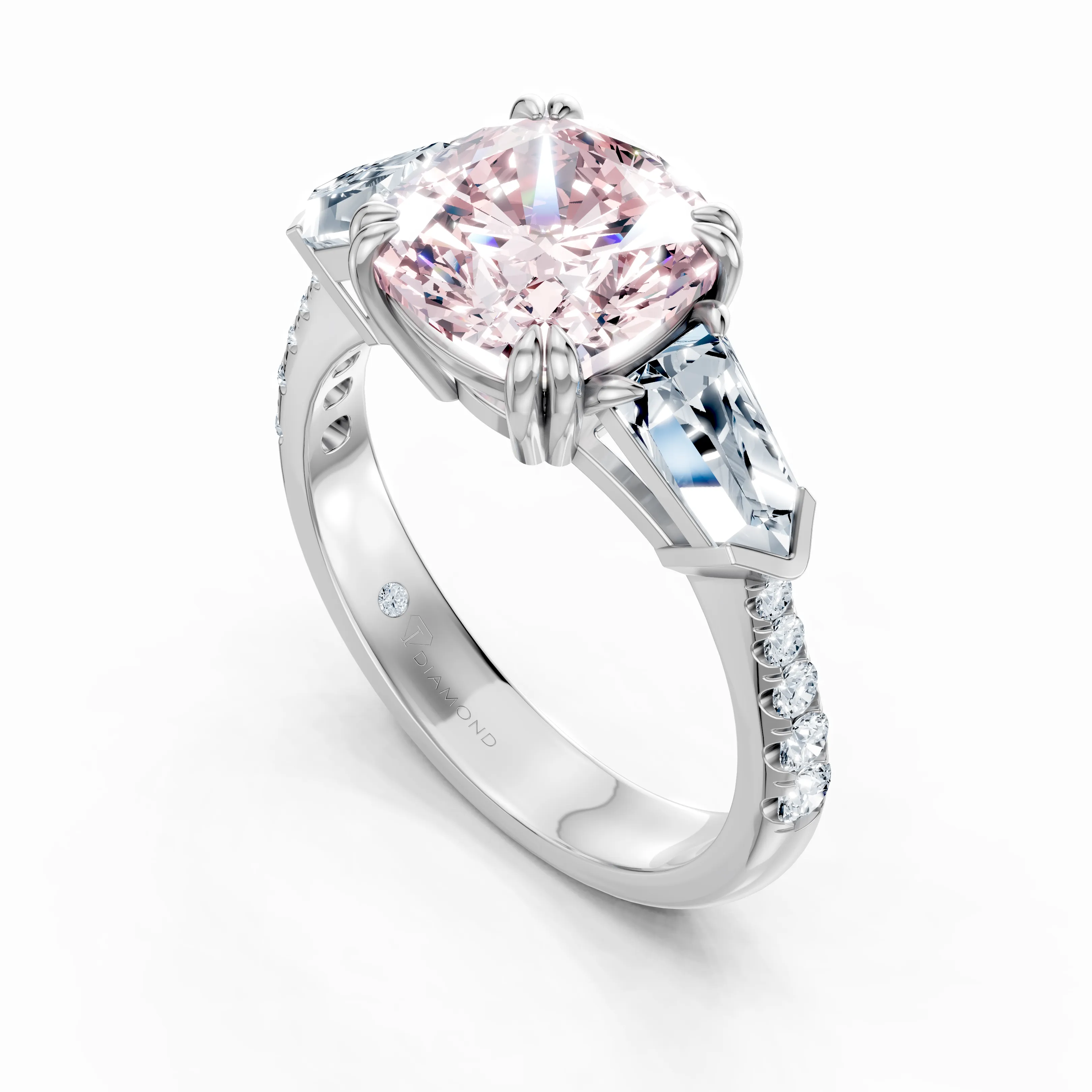 aurielle rose cushion trio ring - gallery - 4