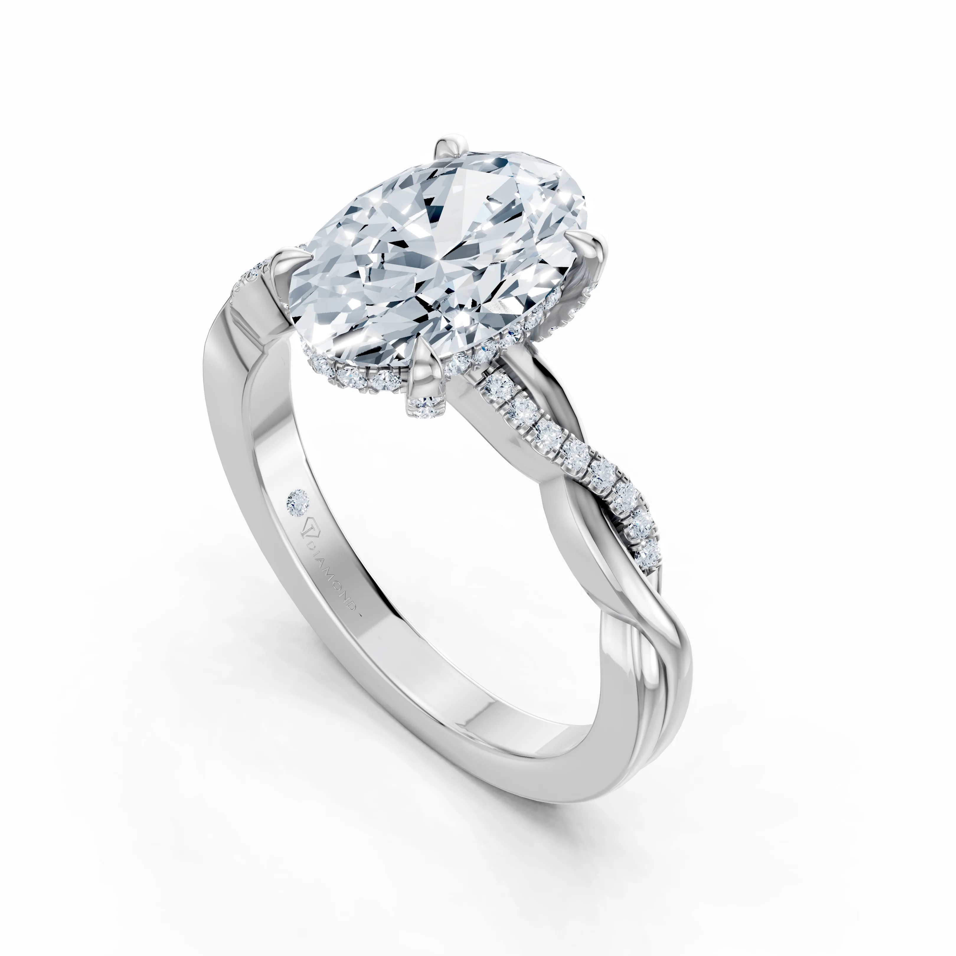 liora oval twisted halo ring - gallery - 4