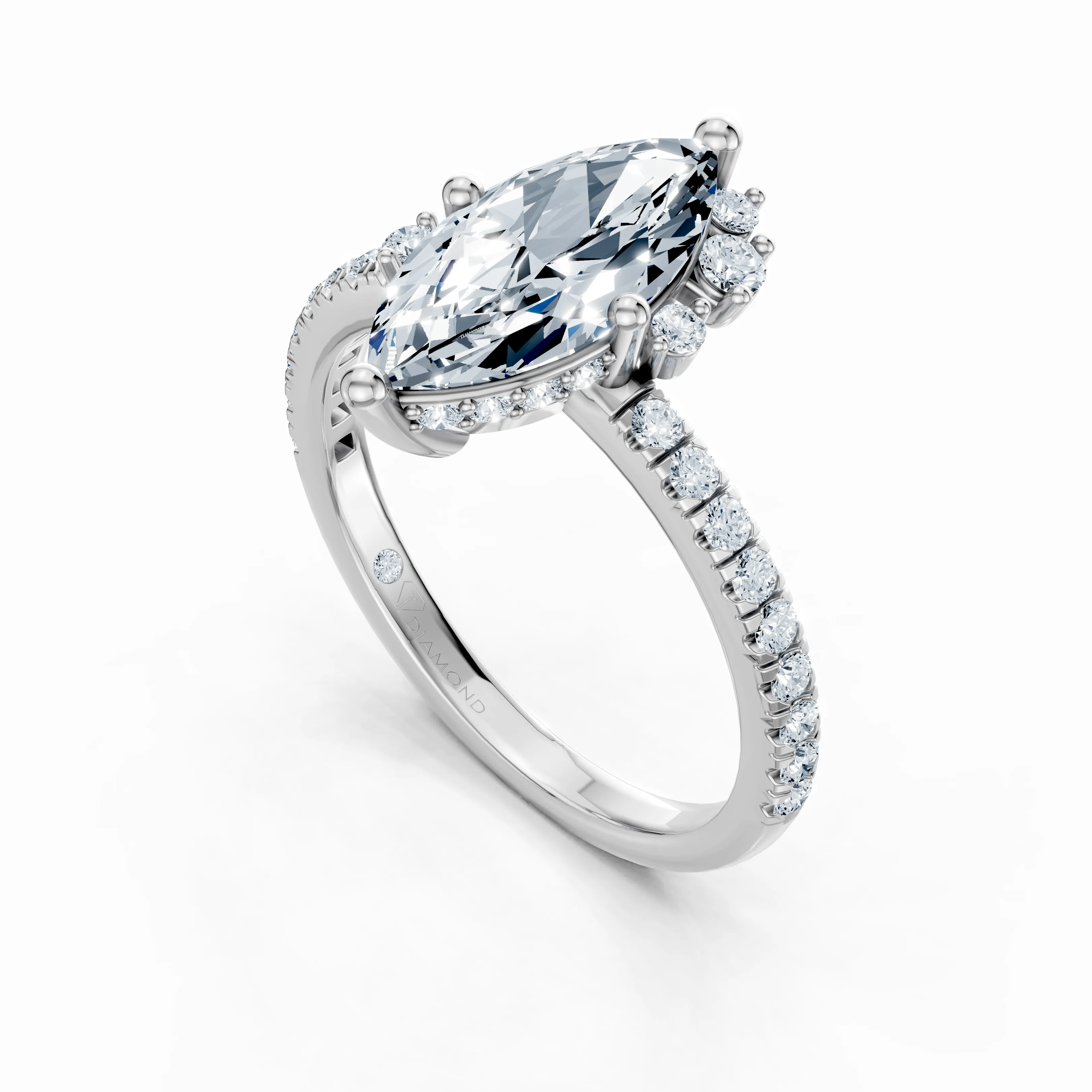 solara marquise halo pave ring - gallery - 4