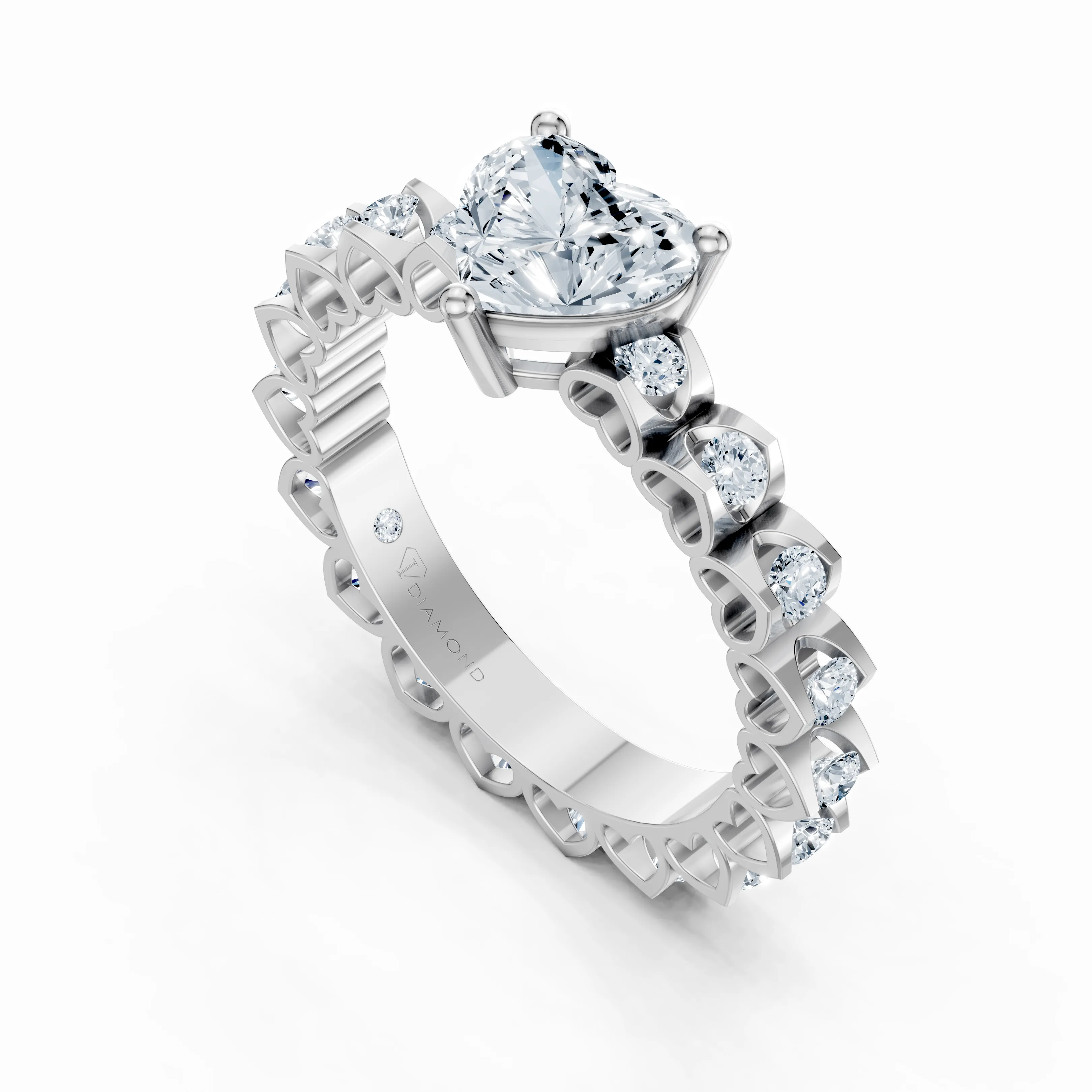 amoria heart diamond band ring - gallery - 5