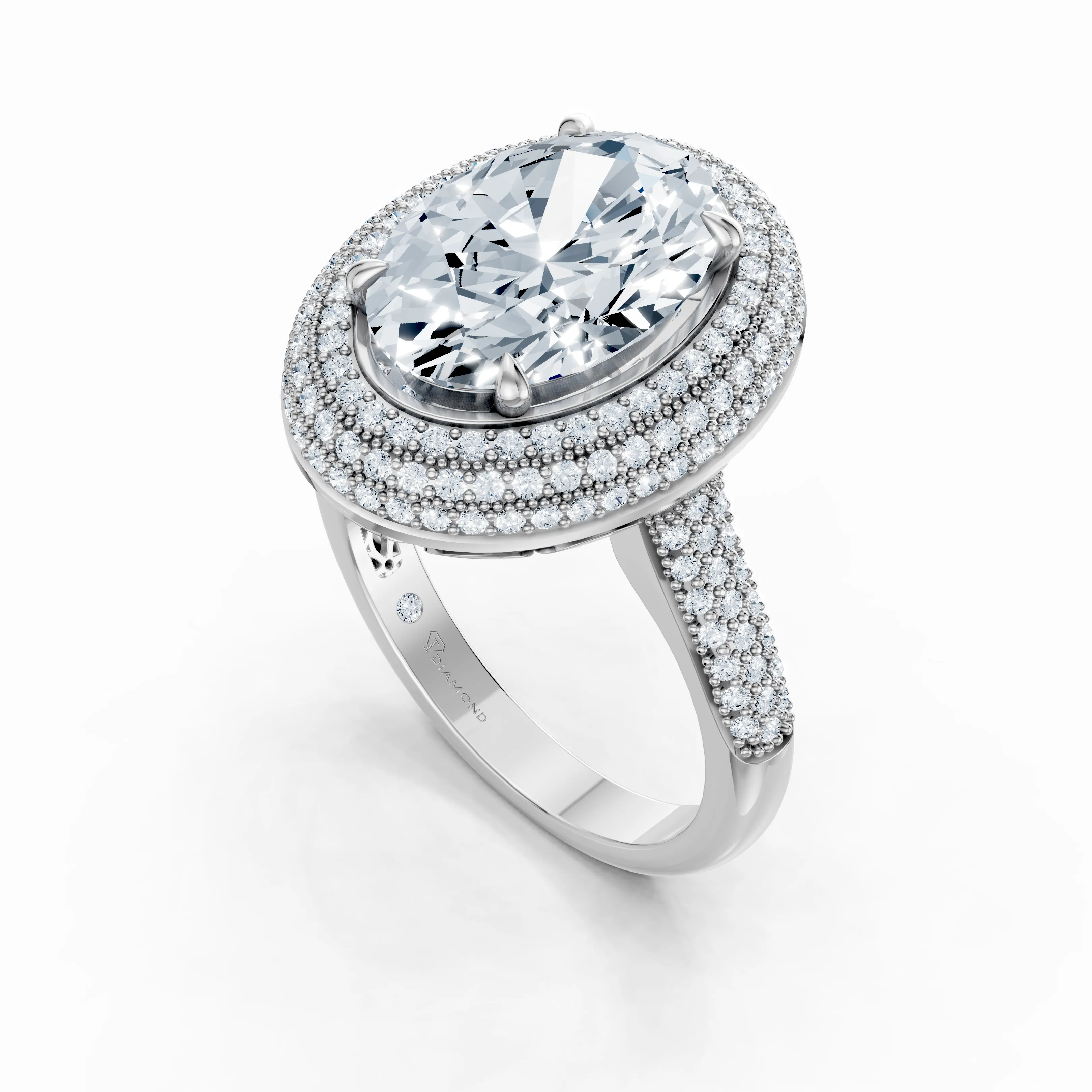 regalia oval triple halo ring - gallery - 4