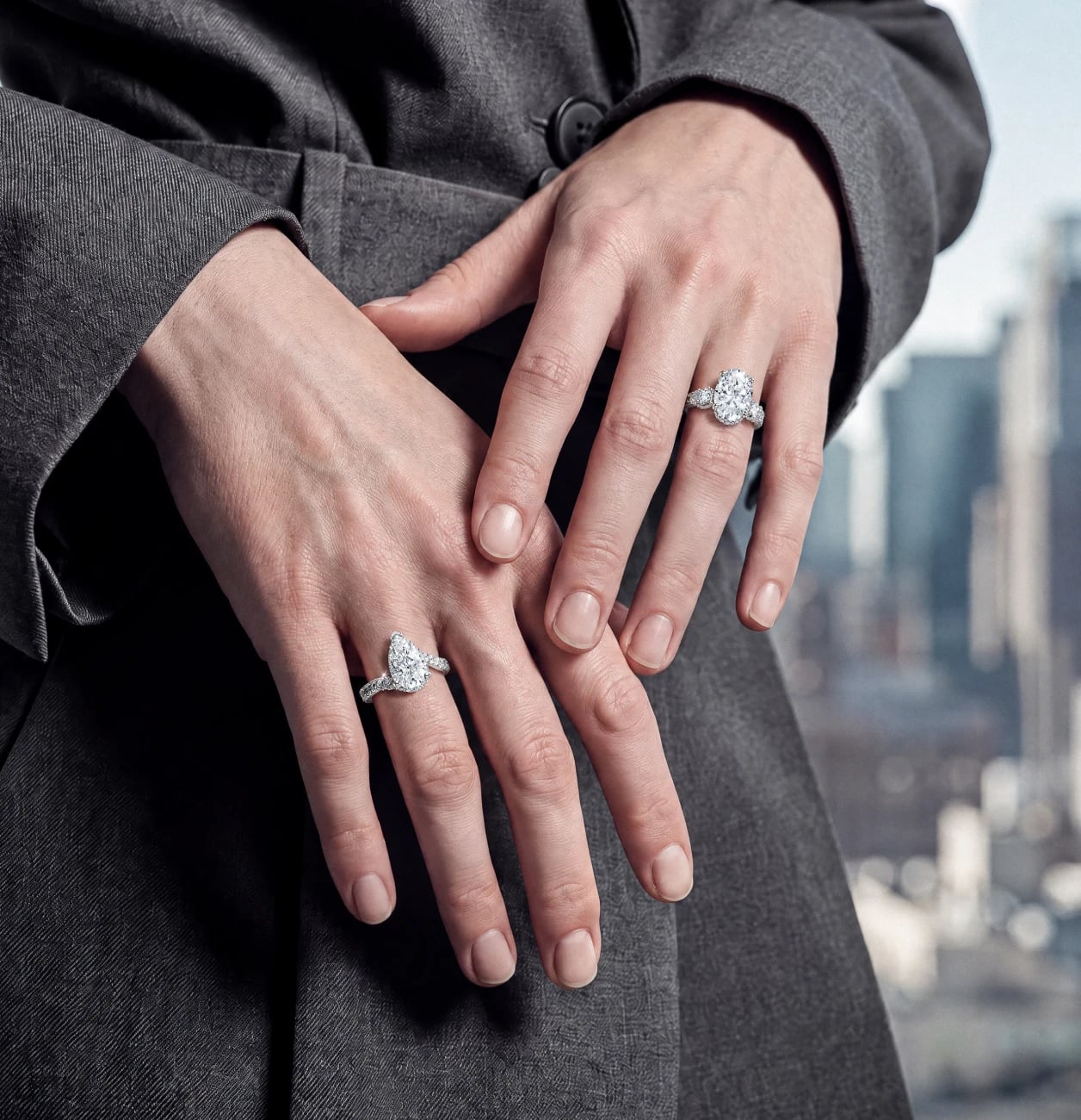 Model Wearing Engagement Rings