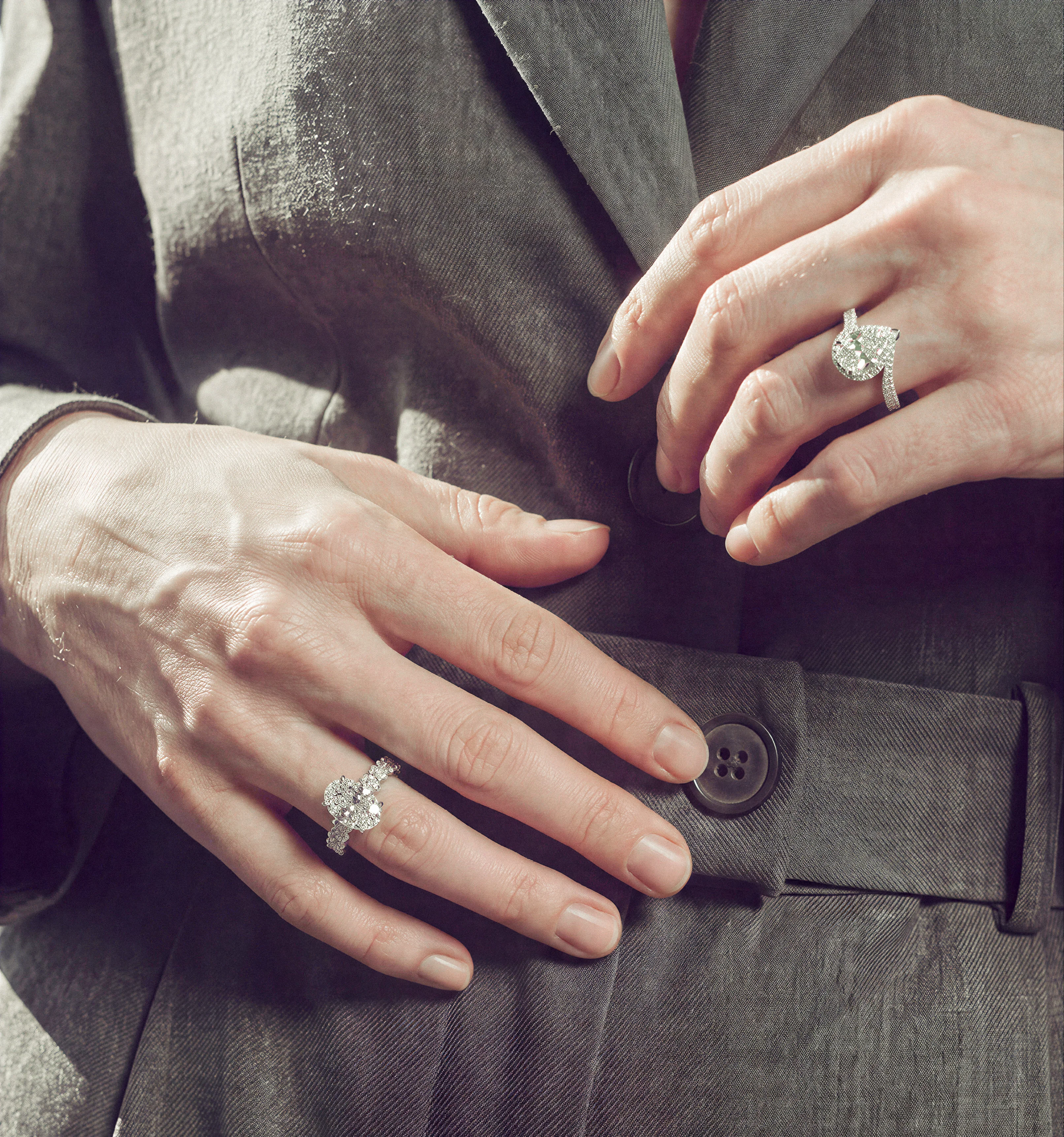 Model Wearing Engagement Rings
