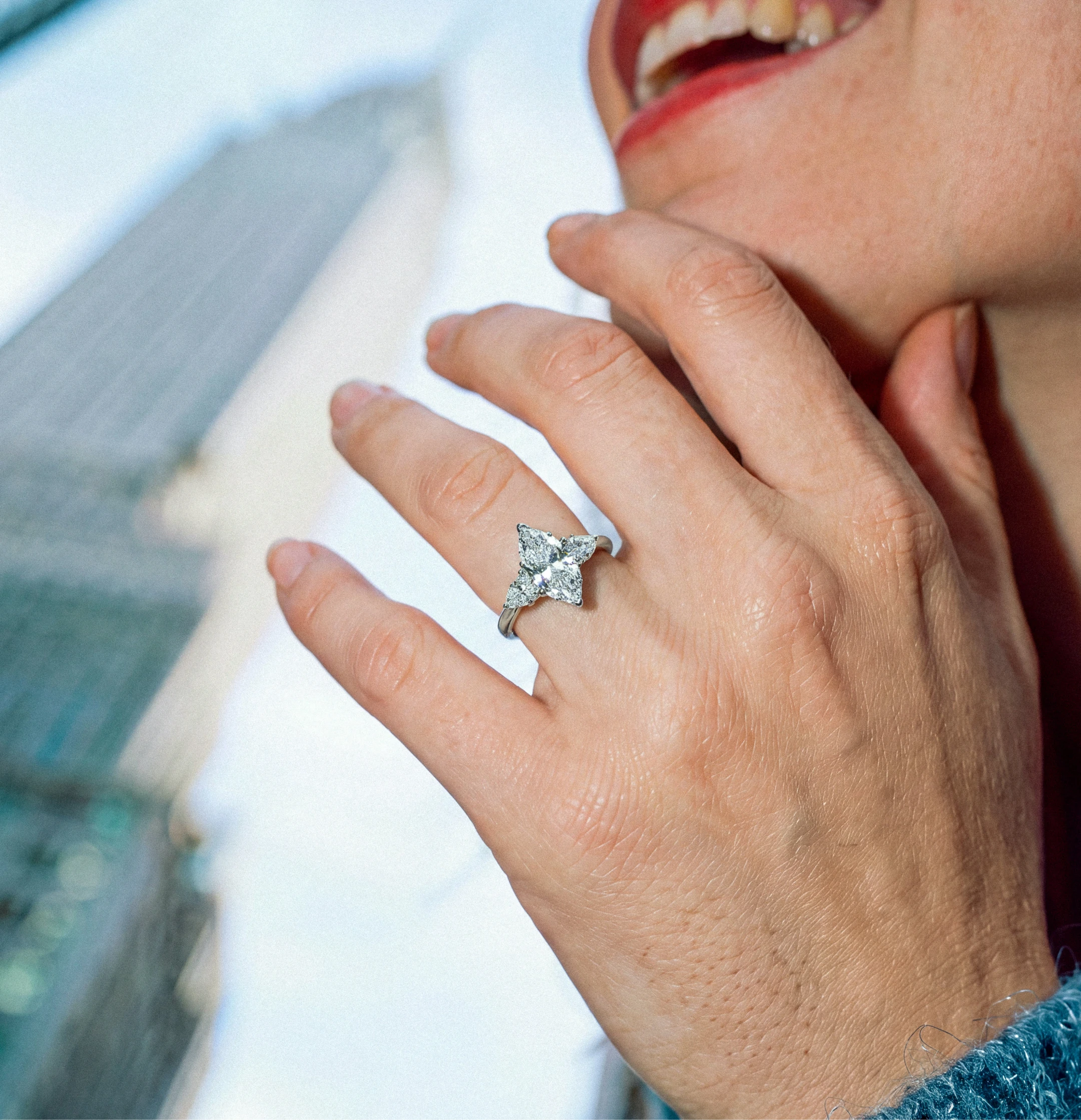 Model Wearing Engagement Rings