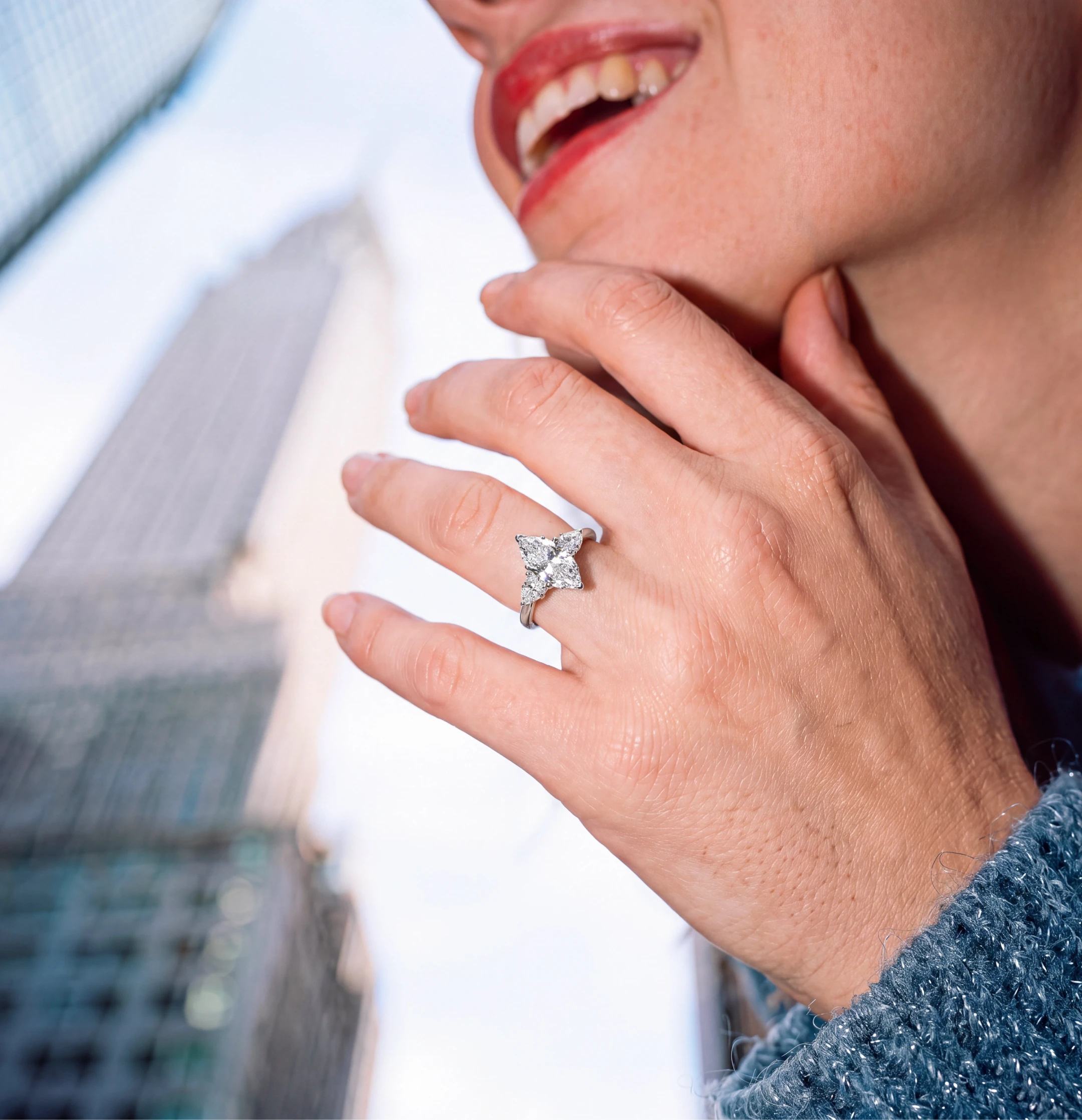 Model Wearing Engagement Rings